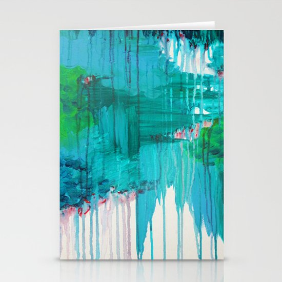 BLUE MONSOON - Stunning Rain Storm Dark Teal Clouds Navy Royal Blue Kelly Green Crimson Red Purple Stationery Cards