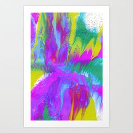 Vaporwave Abstract Fluid Painting with Magenta, Lime Green and Teal Art Print