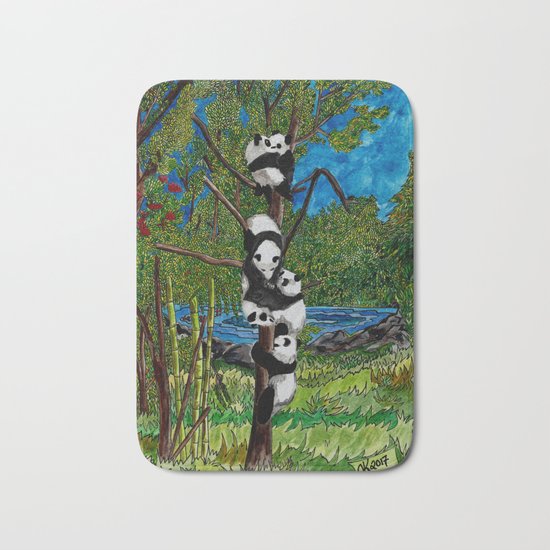 Six Baby Pandas in a Tree Bath Mat