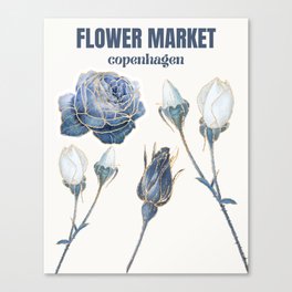 Flower Market Copenhagen,Blue Roses Canvas Print