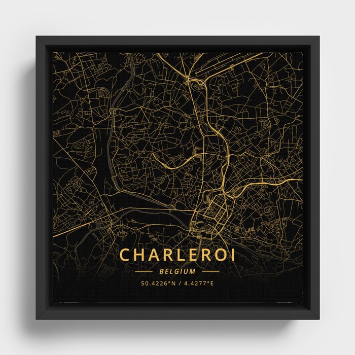 Charleroi, Belgium - Gold Framed Canvas