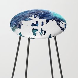 Oslo Norway Map Navy Blue Turquoise Watercolor Counter Stool