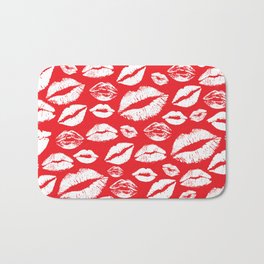 Lips 14 Bath Mat | Red, Digital, White, Valentinesday, Makeup, Kissing, Kiss, Pop Art, Graphicdesign, Lipstick 