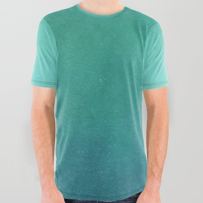 Teal Blue Ombre Modern Abstract All Over Graphic Tee