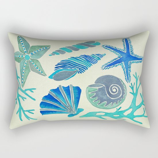 Blue Seashells Rectangular Pillow