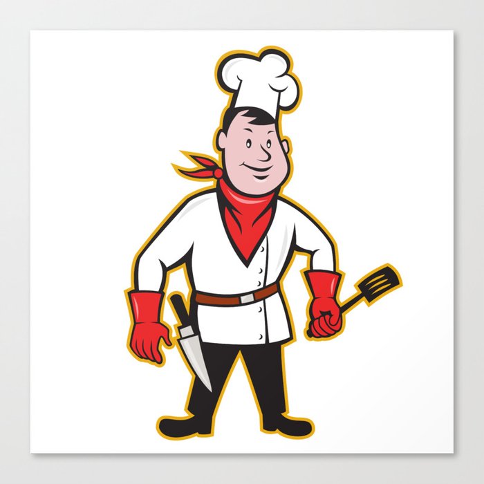 Chef Cook Standing Holding Spatula Canvas Print