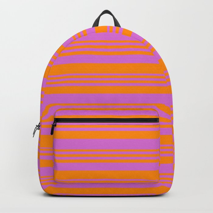 Dark Orange and Orchid Colored Lines Pattern Backpack