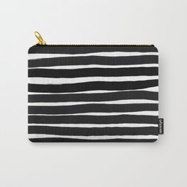 Horizontal black striped pattern - black brush strokes Carry-All Pouch