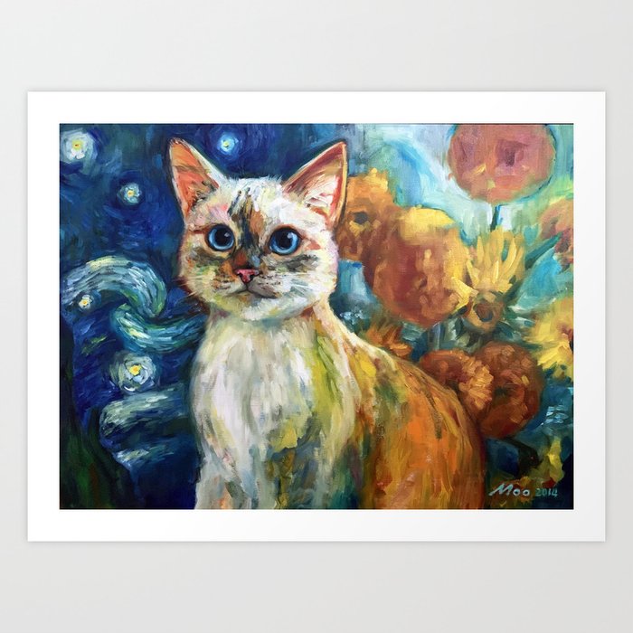 Van Gogh cat Art Print