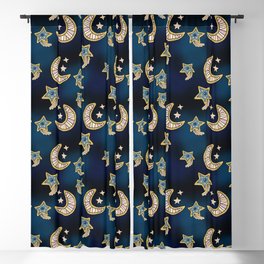 celestial magic  moons and stars pattern Blackout Curtain