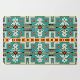 Tribal Cross Camp Fire Turquoise Based Blanket Pattern Cutting Board