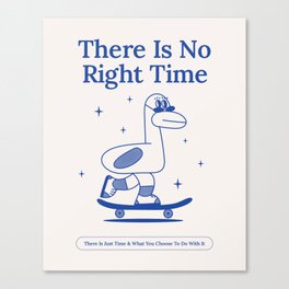 There Is No Right Time - Blue Aesthetic Retro Vintage Duck Stars Trendy Canvas Print