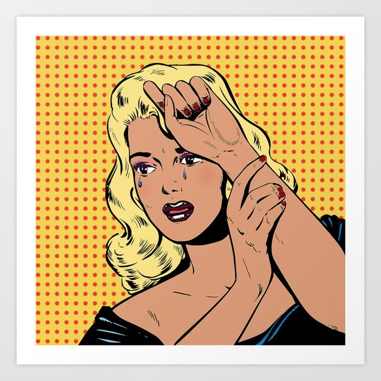 Girl cry tears Art Print