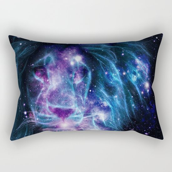 Leo Galaxy Lion : Purple Blue Rectangular Pillow