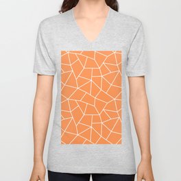 Mosaic Art Tile Orange V Neck T Shirt