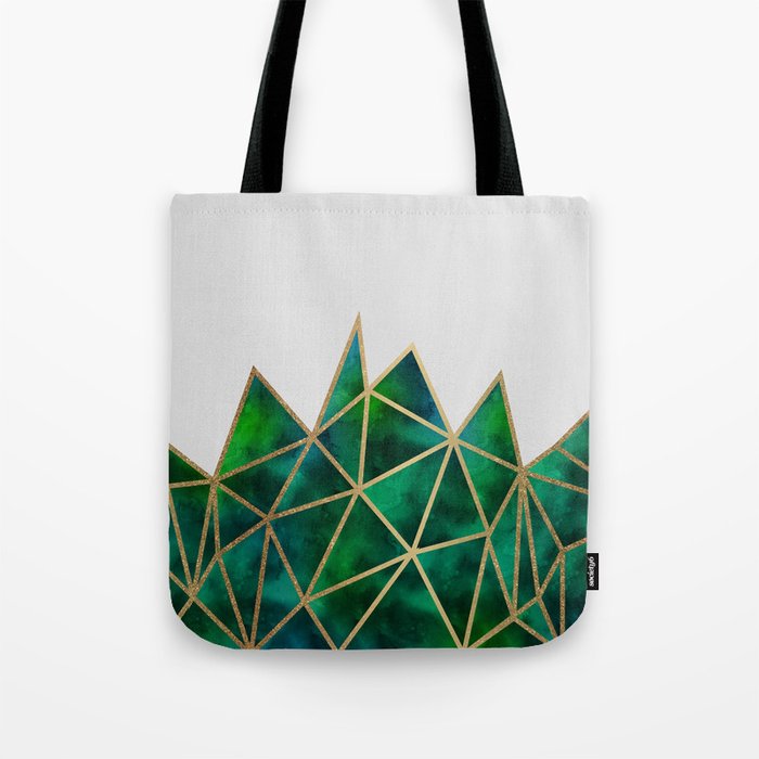 Emerald & Gold Geometric Tote Bag