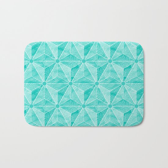 Geodesic Palm_Turquoise Bath Mat