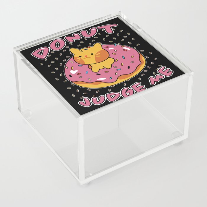Donut Judge Cats Doughnut Candy Cat Gift Acrylic Box