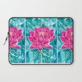 Sacred Lotus – Magenta Blossom with Turquoise Wash Laptop Sleeve