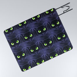 Modern Periwinkle Cats With Green Eyes Picnic Blanket