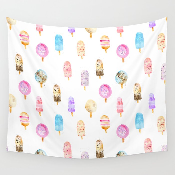 Dolce vita || watercolor ice cream summer pattern Wall Tapestry