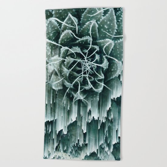 Succulent Glitches Beach Towel