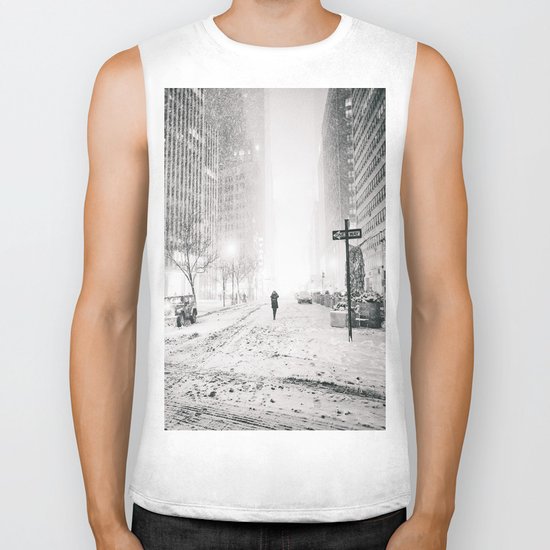 New York City Snow in Times Square Biker Tank