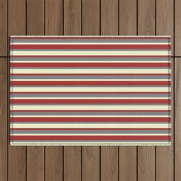 [ Thumbnail: Light Yellow, Brown, and Grey Colored Striped/Lined Pattern Outdoor Rug ]