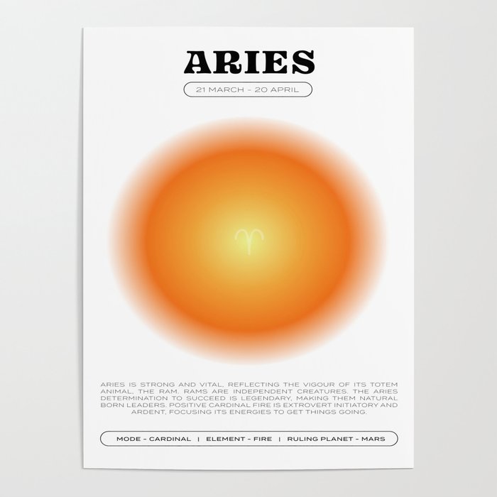Aries Zodiac Aura Print Poster
