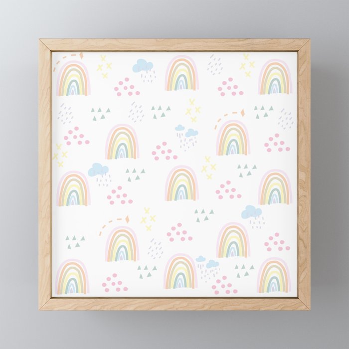 Rainbow kid feelings Framed Mini Art Print