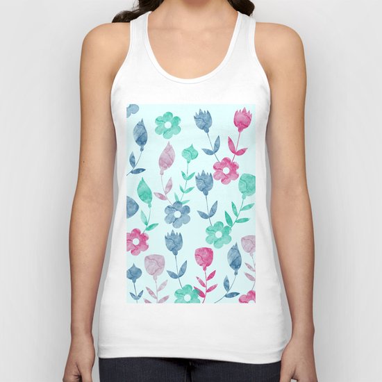 Watercolor Floral Pattern Unisex Tank Top