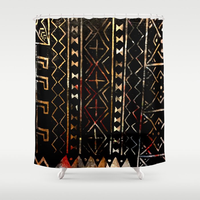 Golden Mud Cloth Shower Curtain By Edrucker Society6