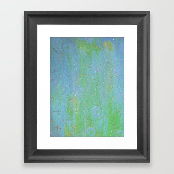 Teal, Orange and Blue  by Sharon Crumley Framed Art Print