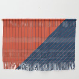 Elegant Pinstripes and Triangles Blue Orange Wall Hanging