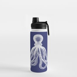 Octopus | Vintage Octopus | Tentacles | Navy Blue and White | Water Bottle