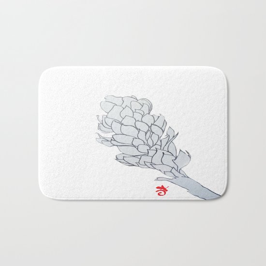 Alpinia purpurata – Red Ginger Flower, Nature in Bogota, Colombia Bath Mat