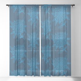 Elegant Flowers Floral Nature Blue Sheer Curtain