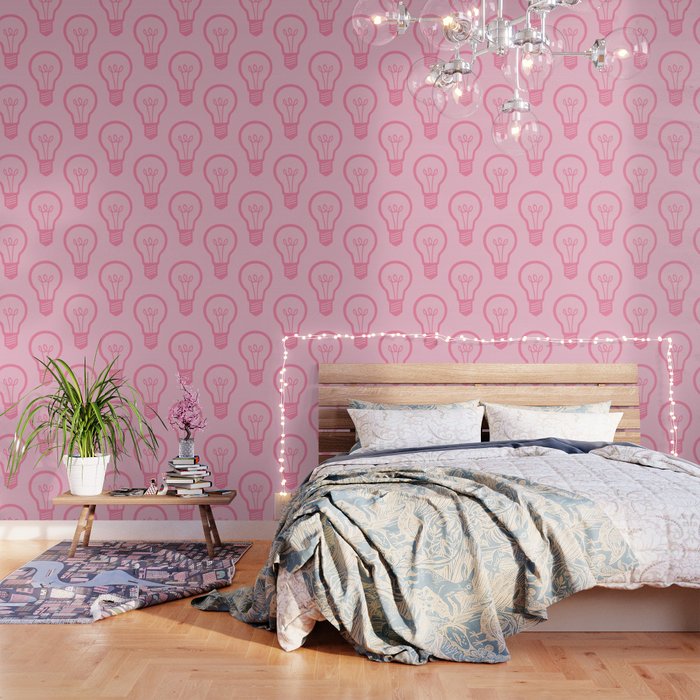 Pastel Pink Light Bulb Wallpaper