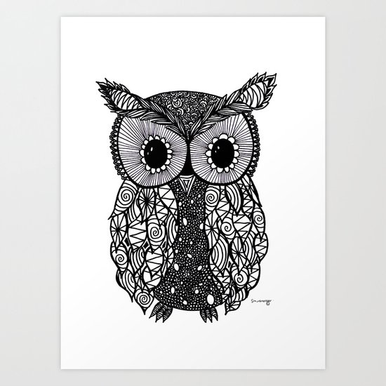 crazy owl Art Print