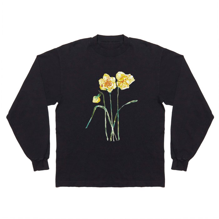 Narcissus flower Daffodil Painting Abstract Watercolor Long Sleeve T Shirt