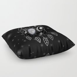 Silver Triple Goddess dreamcatcher with moon phases Floor Pillow