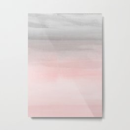 Blushing Pink & Grey Watercolor Metal Print | Modern, Beachy, Ombre, Graphicdesign, Blush, Girls, Glam, Strokepaint, Glamour, Chic 