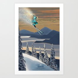 Ski Silver Star Art Print