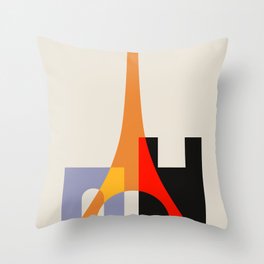 PARIS - FRANCE - minimalist eiffel tower illustration - Aesthetic Throw Pillow