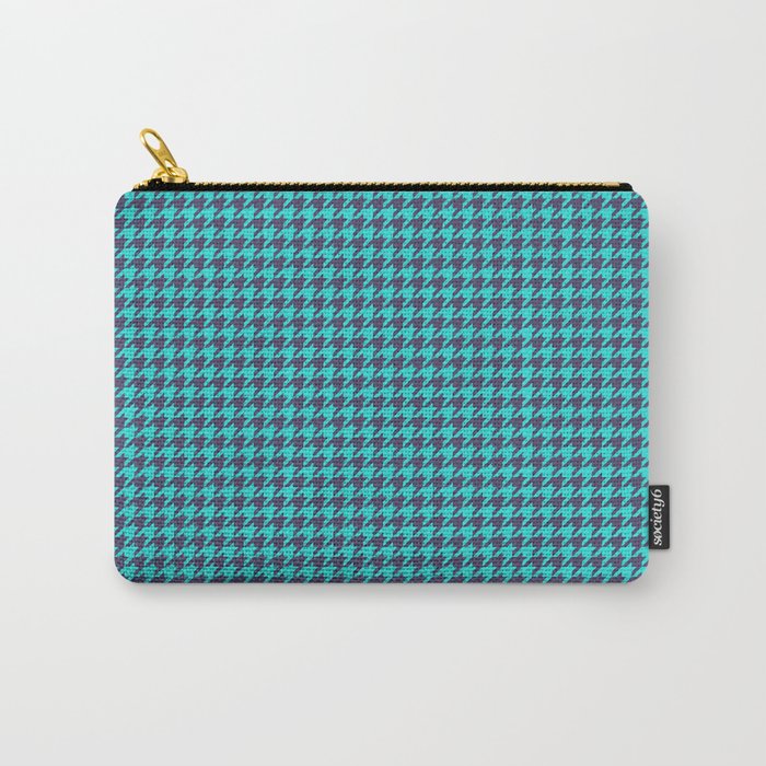 Blue Indigo Houndstooth Pattern Carry-All Pouch
