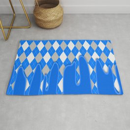 Blue Silver Plaid Dripping Collection Area & Throw Rug