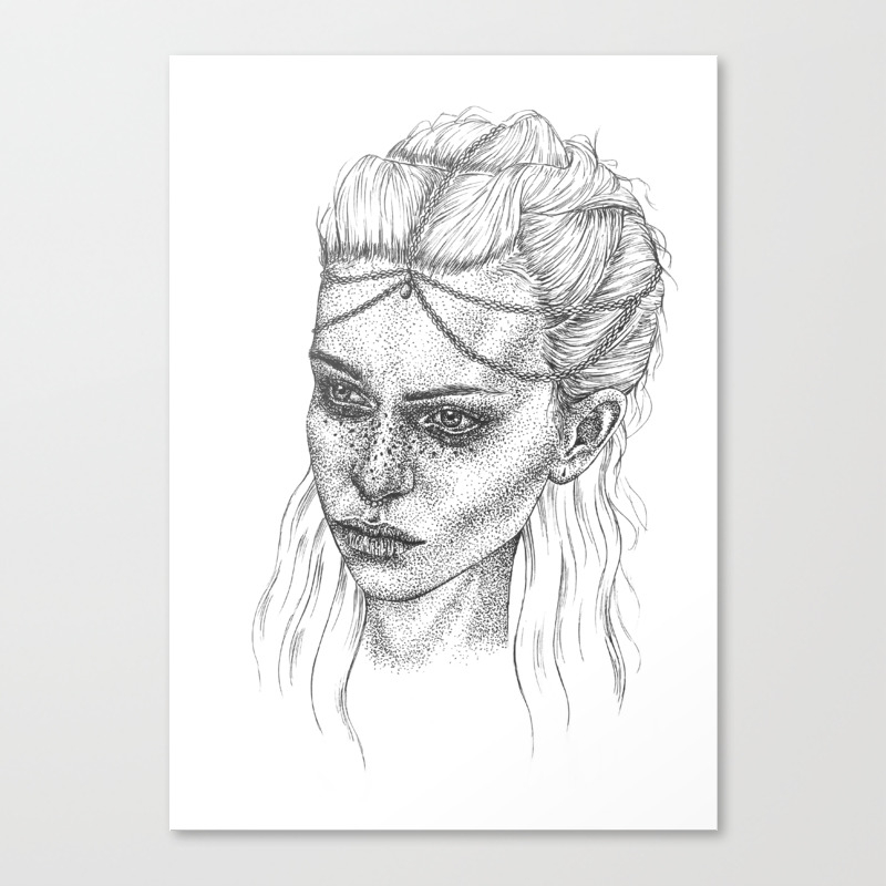 Dot Work Portrait Ink Drawing Black And White Wall Art Stippling Canvas Print By Kathrynlisa Society6