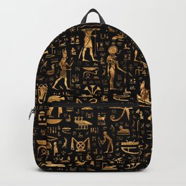 Ancient Egyptian Hieroglyphics Obsidian Copper Backpack