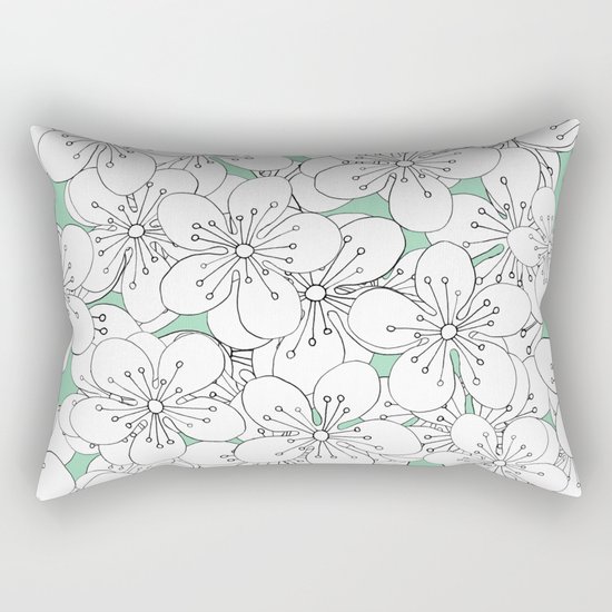Cherry Blossom With Mint Blocks - In Memory of Mackenzie Rectangular Pillow