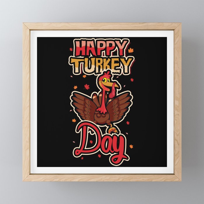Autumn Fall Happy Turkey Day Happy Thanksgiving Framed Mini Art Print